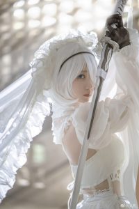 Cosplay Kawaii 2B in White Cosplay In Nier Automata